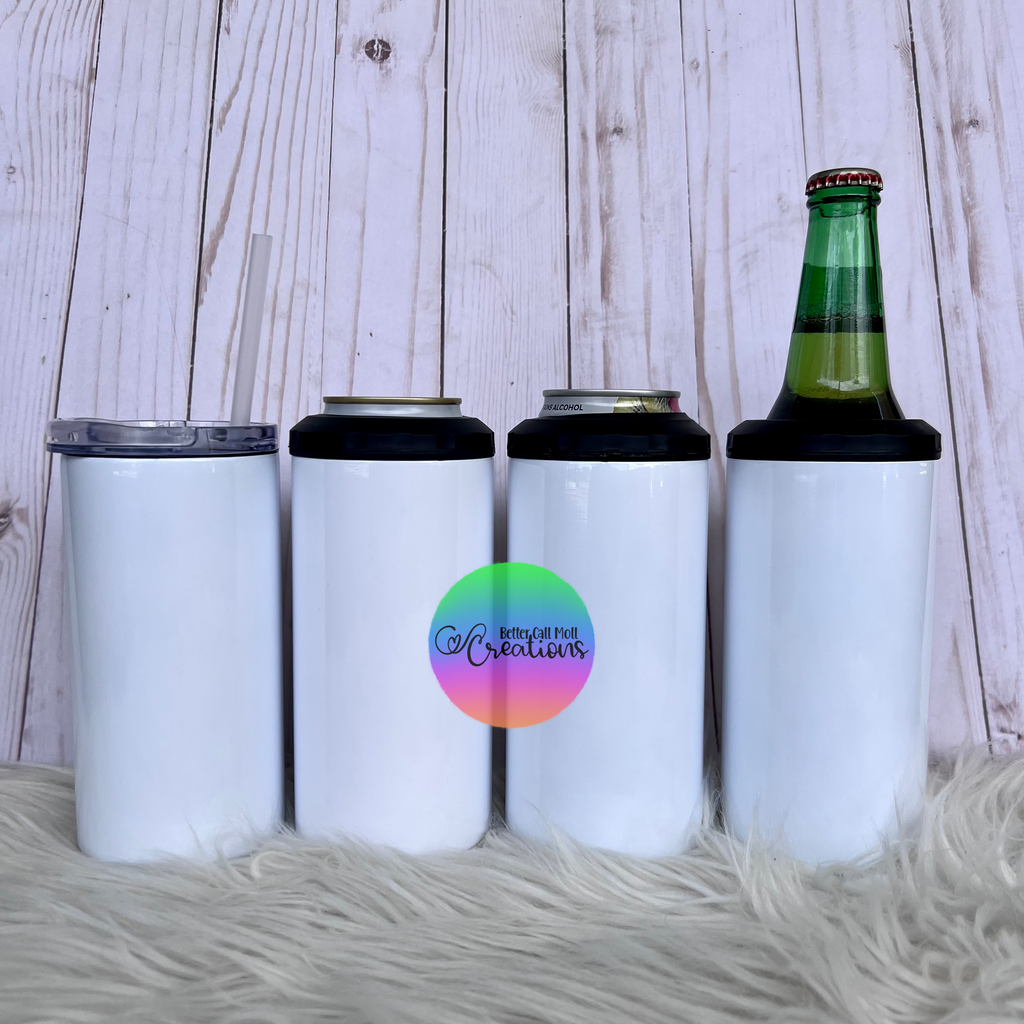 DOOCU 4-in-1 Sublimation Can Cooler Blanks 16 oz White Stainless Steel  Skinny Can Cooler Double-Wall Vacuum Sublimation Tumblers Insulated Can  Cooler