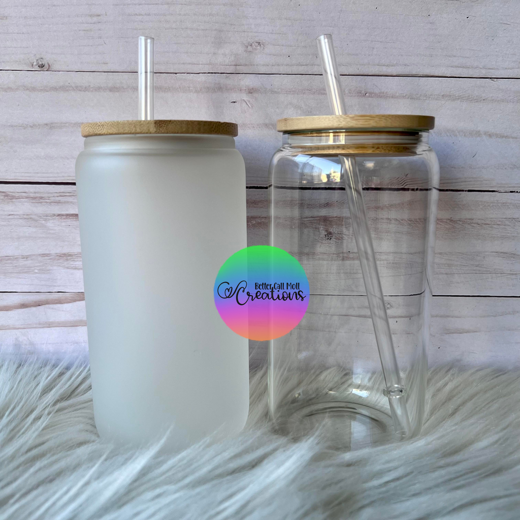 Sublimation Glass Tumbler With Bamboo Lid And Metal Straw 24 Oz 4 Pack